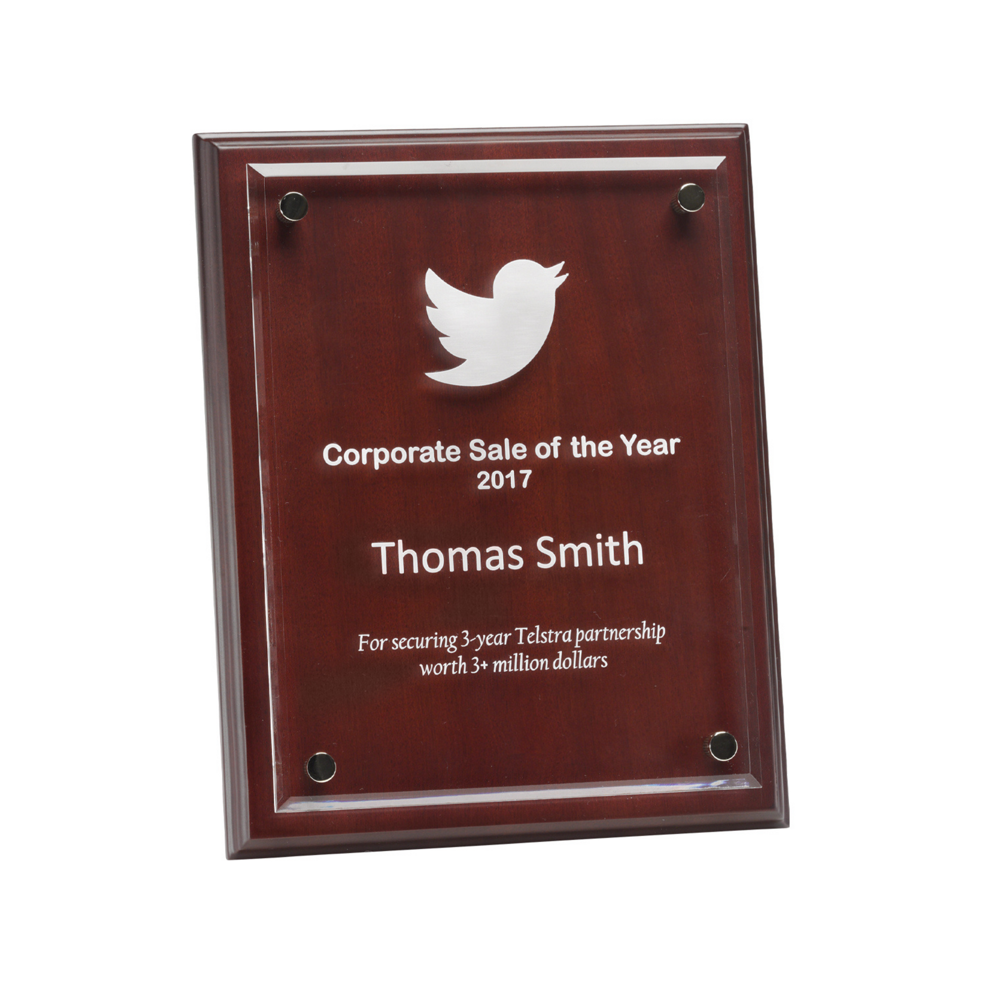 Floating Acrylic Walnut Plaque