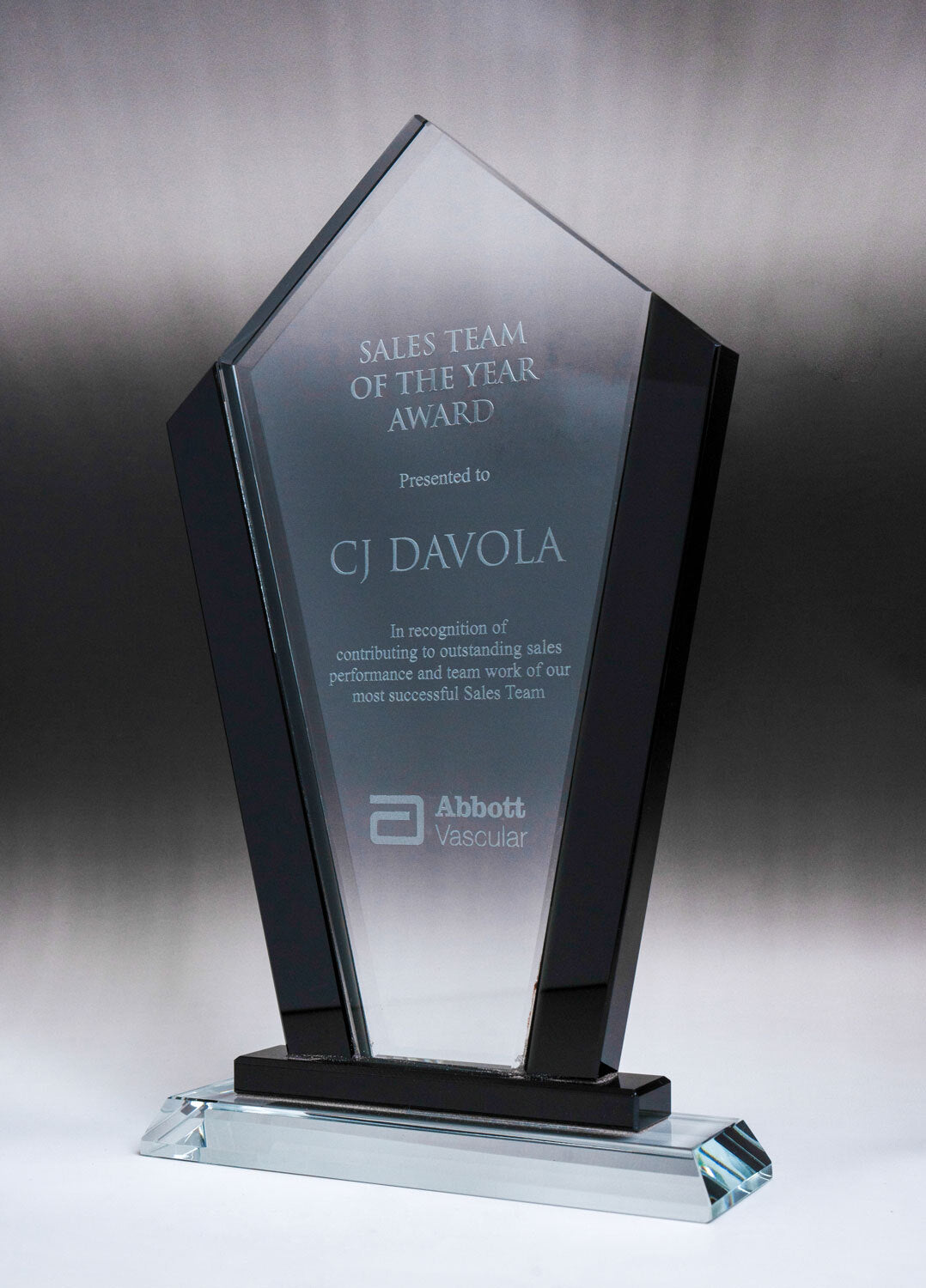 Black Dualliss Glass Chevron Award