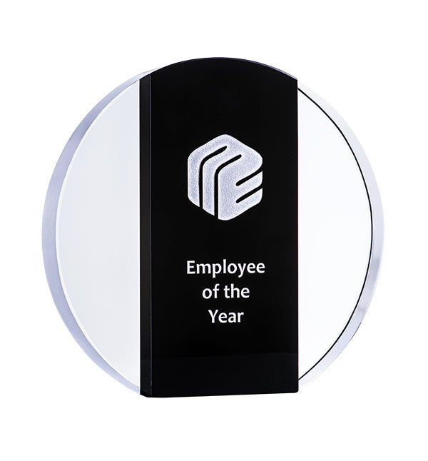 Black Moonstone Circle Crystal Award + Free Gift Box