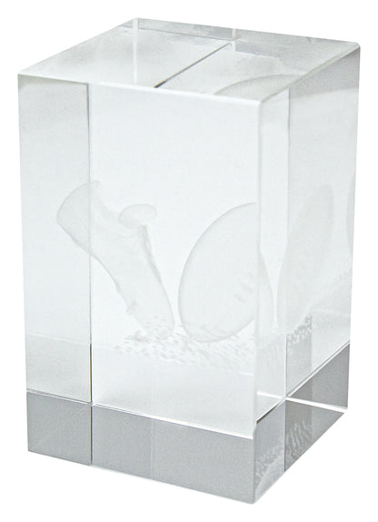 Rugby Hologram Crystal Block Award