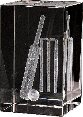 Cricket Hologram Crystal Block Award