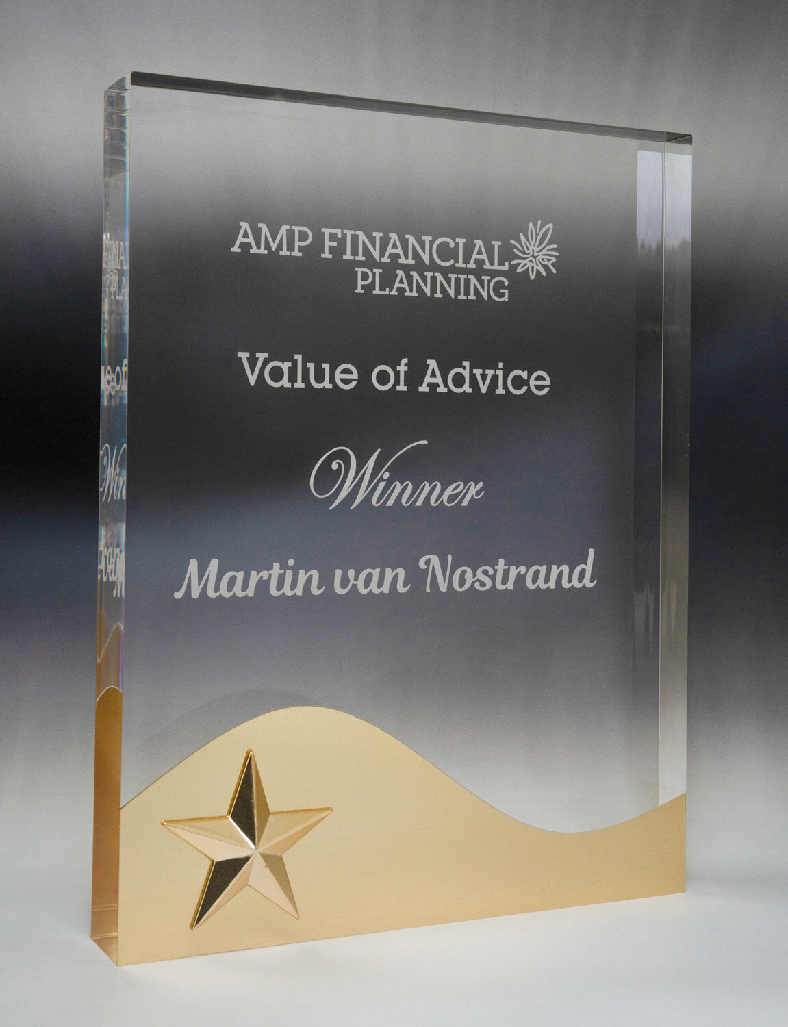 Golden Glow Acrylic Rectangle Wave Award