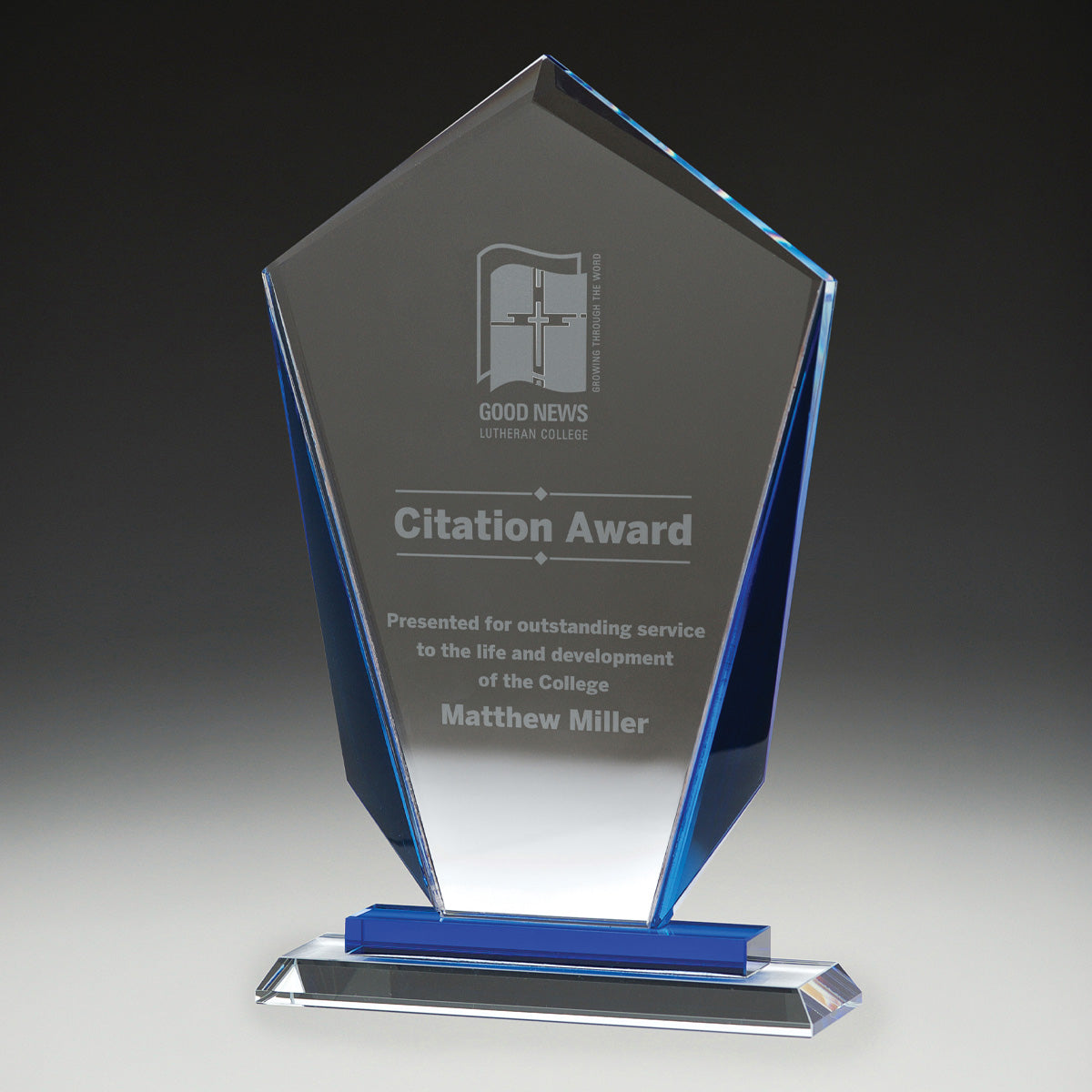 Blue Keystone Glass Award + Free Gift Box