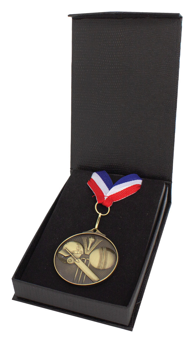 Black-Leather Texture Flip Medal Gift Box