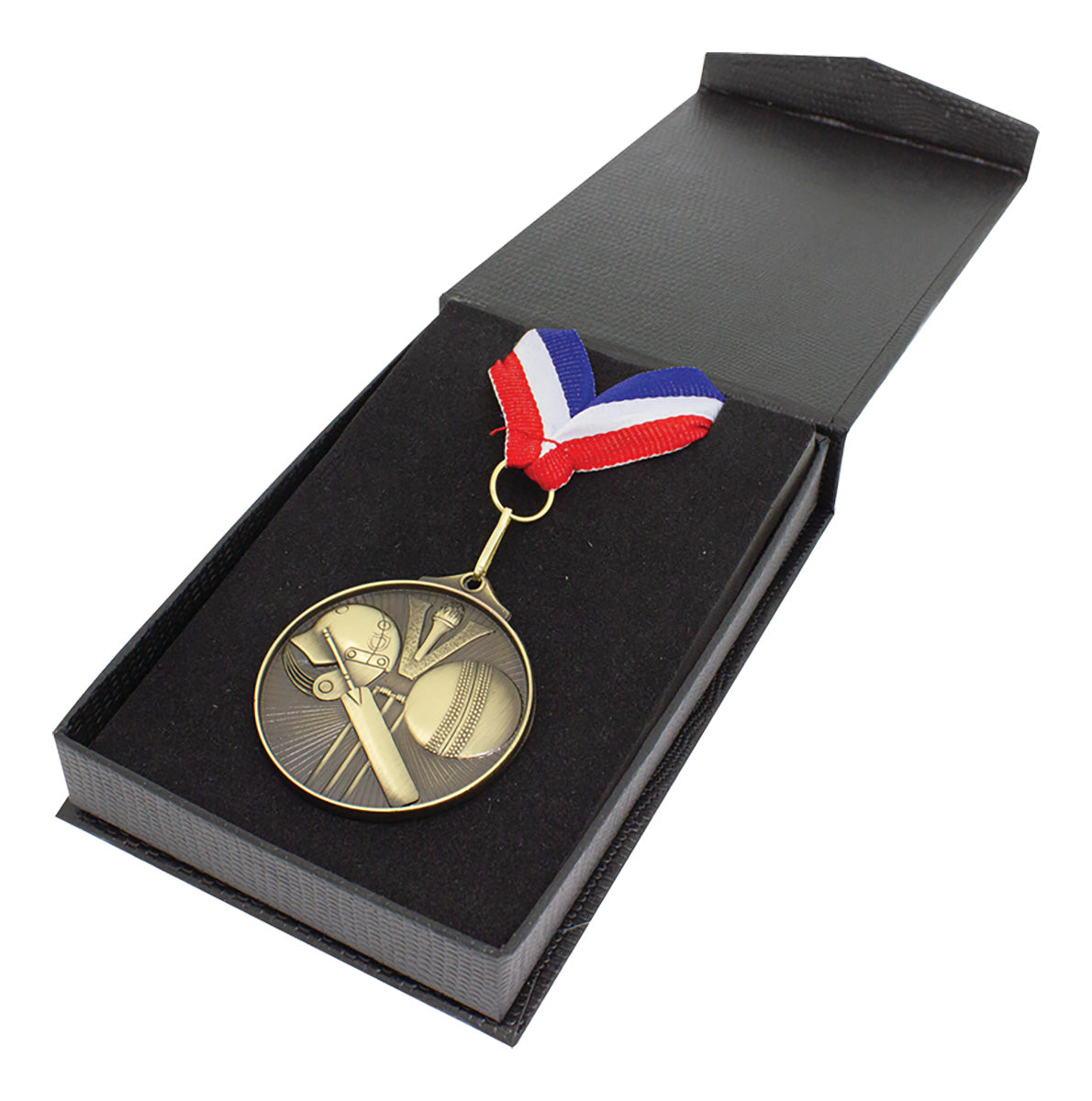 Black-Leather Texture Flip Medal Gift Box