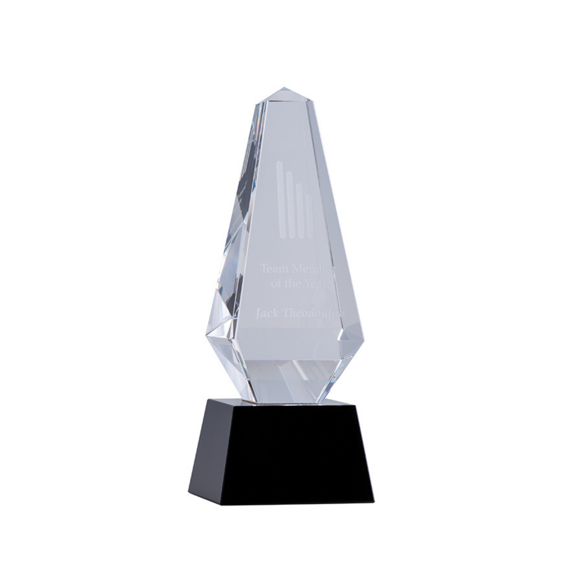 Black and Clear Crystal Obelisk Award + Free Gift Box