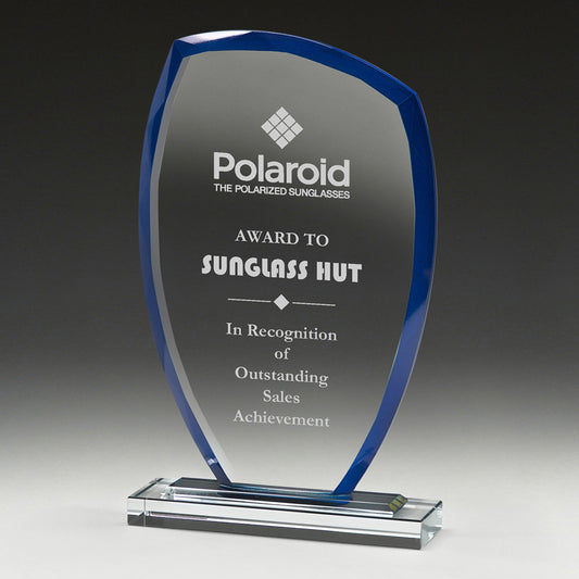 Blue Alpine Peak Glass Award + Free Gift Box