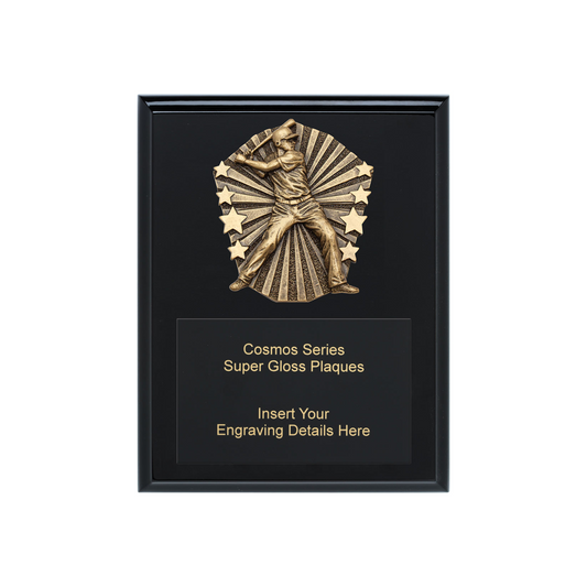 Cosmos Male Baseball Black Super Plaque