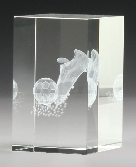 Soccer Hologram Crystal Block Award