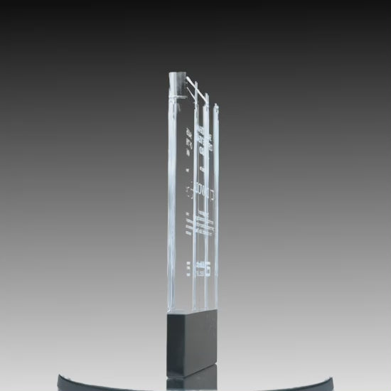 Crystal Vertical Curved Block Award with Coloured Plinth